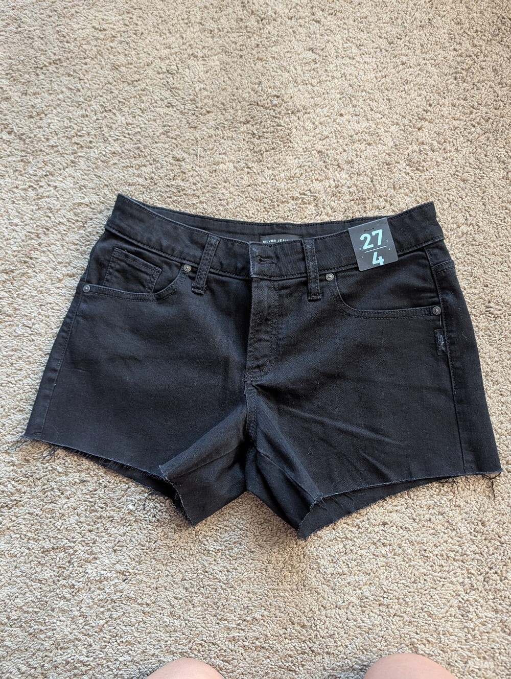 Women's Silver Black Denim Cutoff Shorts - Size 27